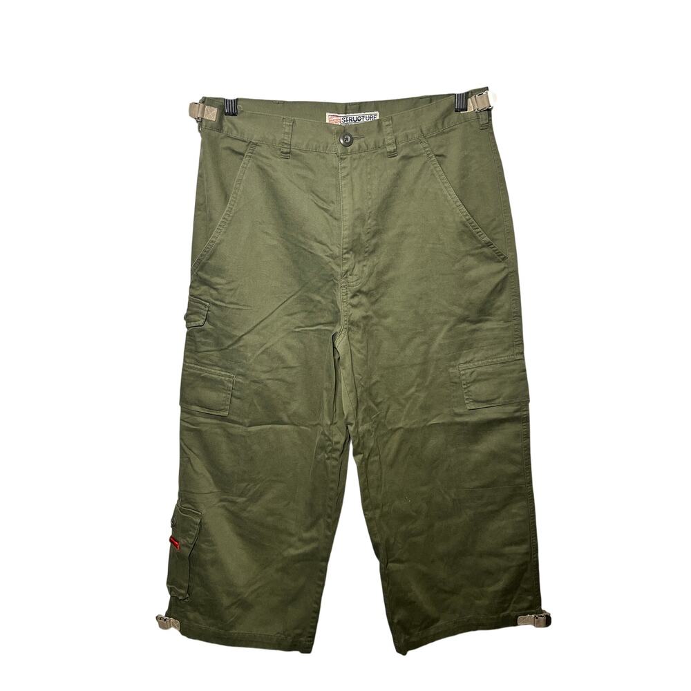 Structure VTG Y2K Pants Bristol Olive Cargo Utility Cropped Khaki Grunge 29